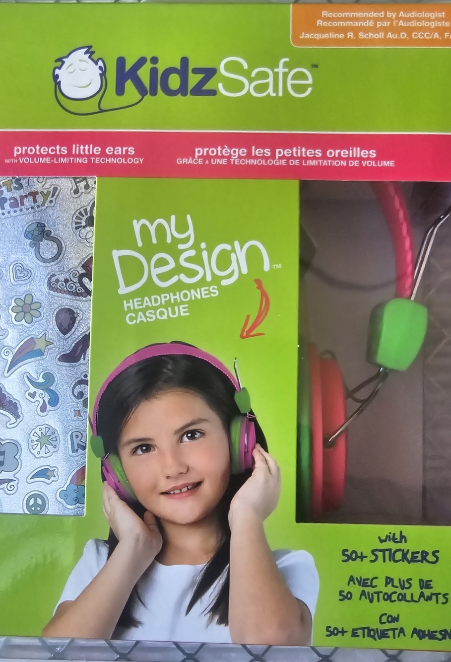 KidzSafe My Design Kids Headphones - Pink & Lime Green